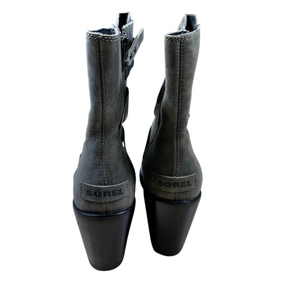 Sorel After Hours Leather Booties Grey Black Buckle Closure Women's Size 7 NWOB - Picture 3 of 6
